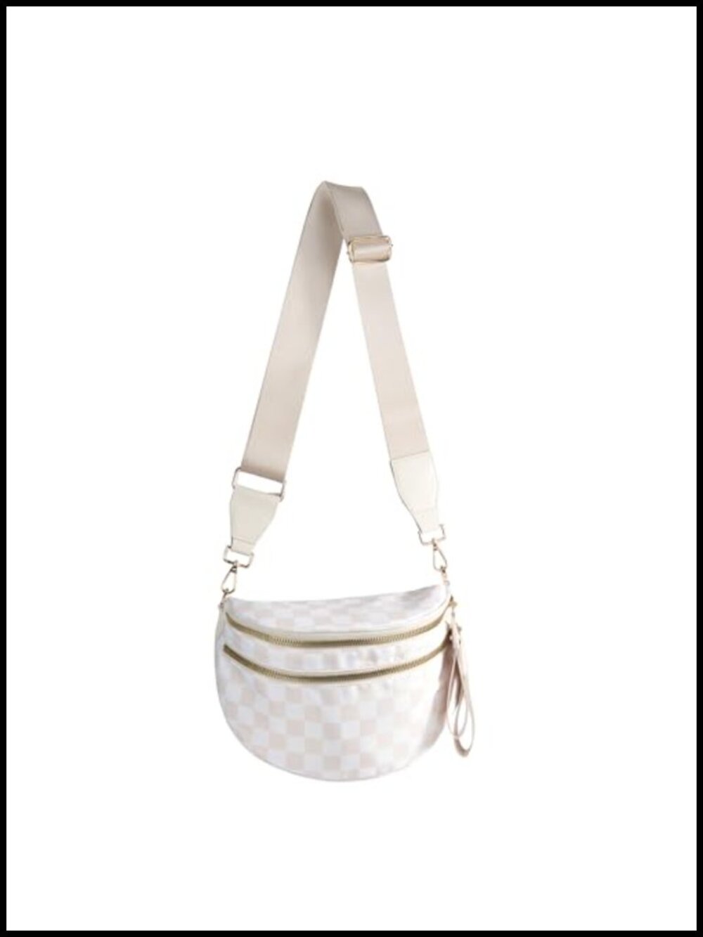 FEIBOON Checkered Nylon Crossbody Bum Bag Removable Strap Women